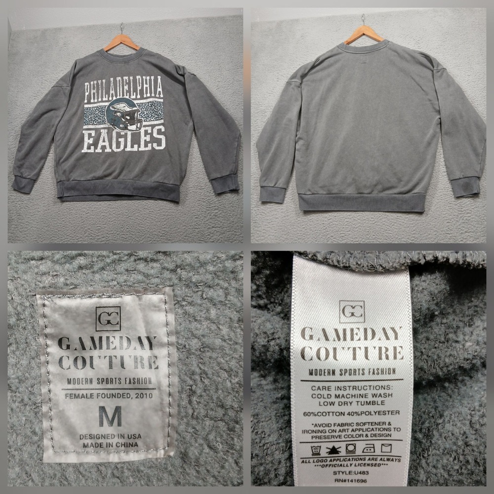 Gameday‎ Couture Philadelphia Eagles Sweatshirt Women's Medium Gray Fleece